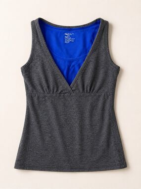 GapBody Women’s XS Gray Blue Built In Bra Athletic Yoga Tank Top